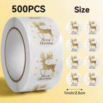 Sluitstickers kerstetiketten merry christmas wit & goud, Nieuw