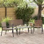 vidaXL Tuin Eettafel Set 4 pcs Bruin poly rattan, Tuin en Terras, Verzenden, Nieuw