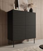 Meubella | Dressoir zwart 102cm 4 deuren - Opbergkast, Verzenden