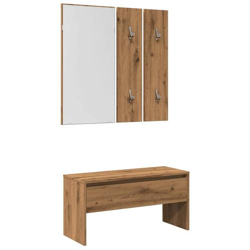 vidaXL Halmeubelset bewerkt hout artisanaal eikenkleur, Huis en Inrichting, Overige Huis en Inrichting, Nieuw, Verzenden