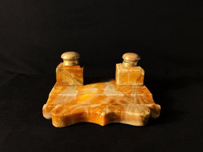 Inktpot - Antique - Onyx, Messing, Antiek en Kunst, Antiek | Overige Antiek