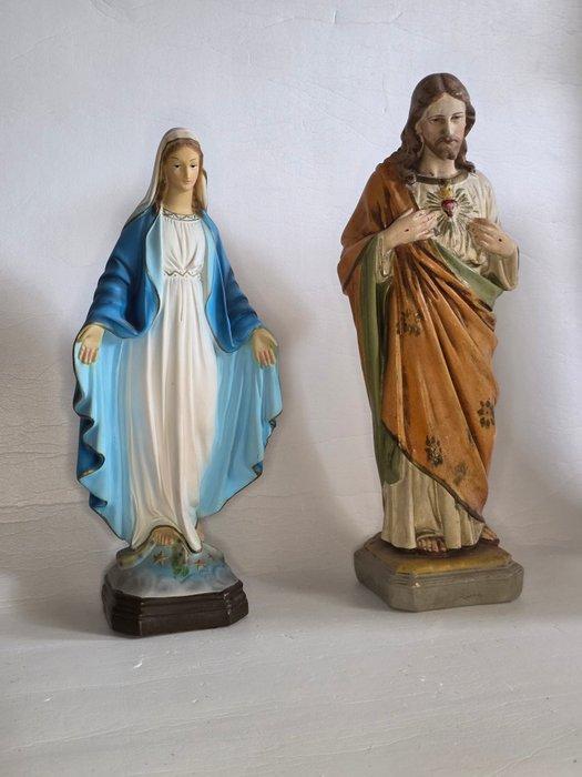Beeld, Jezus& Maria - 47 cm - Gips, Antiek en Kunst, Antiek | Boeken en Manuscripten