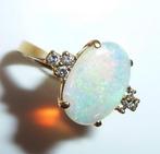 Ring - 18 karaat Geel goud - 1.75ct. tw. Opaal - Diamant -, Handtassen en Accessoires, Ringen, Nieuw
