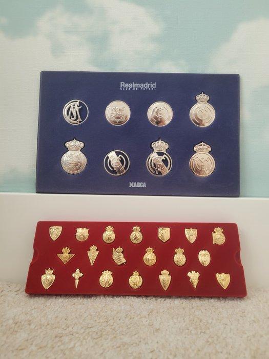 Gouden badges La Liga + Witte gouden schilden Real Madrid., Collections, Collections Autre