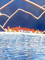 Romano Mosconi - Un paese sulle rive di un lago agitato, Antiek en Kunst, Kunst | Schilderijen | Modern