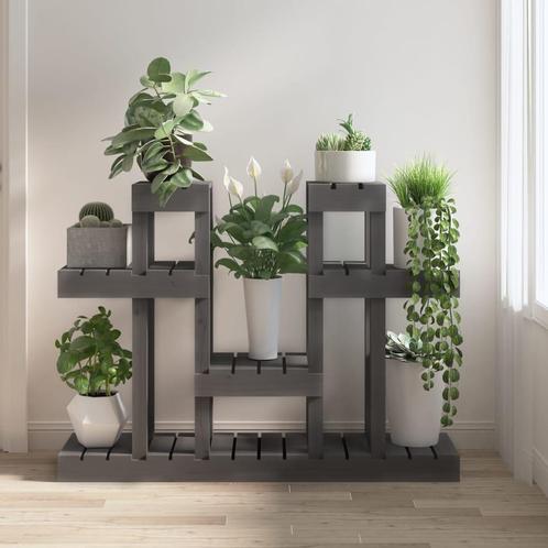 vidaXL Plantenstandaard grijs 104,5x25x77,5 cm massief, Tuin en Terras, Bloembakken en Plantenbakken, Nieuw, Verzenden