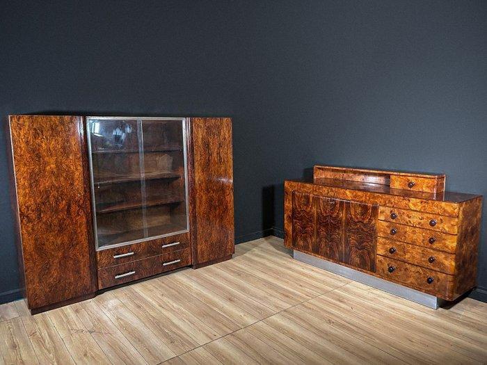 Credenza (2) - Hout, Glas, Antiek en Kunst, Antiek | Meubels | Stoelen en Sofa's