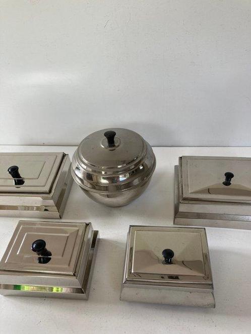 Boîte à cigares (5) - nickel ou chrome - ensemble de tabac, Antiek en Kunst, Kunst | Designobjecten