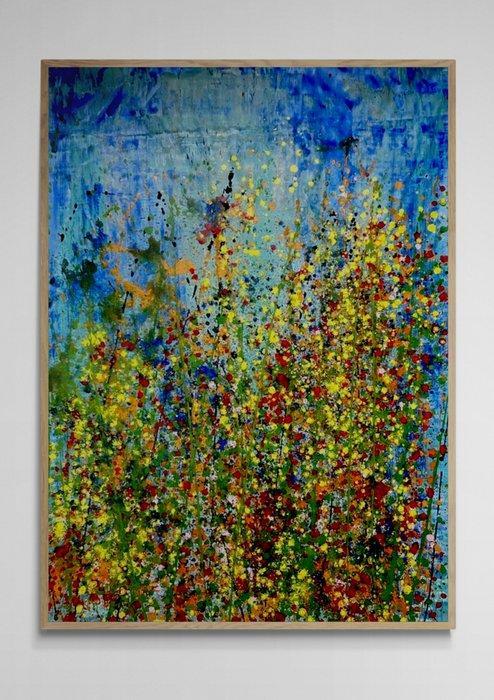 Jane Grieco - Colorful petals - Tableau, unique, format XXL., Antiek en Kunst, Kunst | Schilderijen | Modern