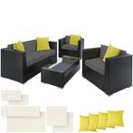 tectake Wicker lounge München met aluminium frame incl. kuss, Tuin en Terras, Verzenden, Nieuw