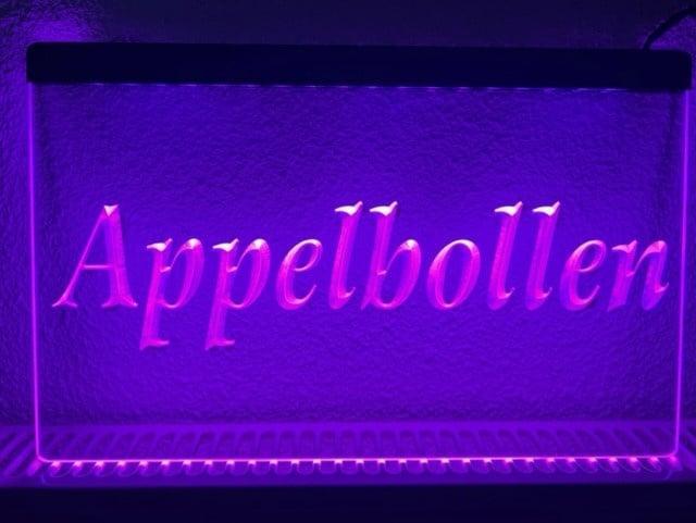 Appelbollen appel flappen neon bord lamp LED verlichting rec, Huis en Inrichting, Lampen | Overige, Nieuw, Verzenden
