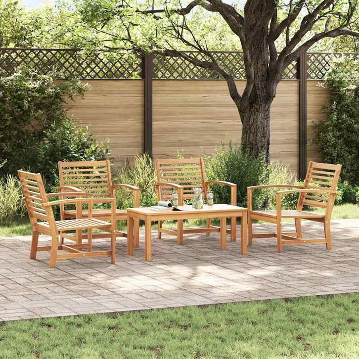 vidaXL Tuinbank Set Naturel Massief teakhout, Tuin en Terras, Tuinsets en Loungesets, Nieuw, Verzenden