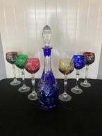 Drinkservies voor 6 (7) - Kristal - Boheemse karaf en glazen, Antiek en Kunst