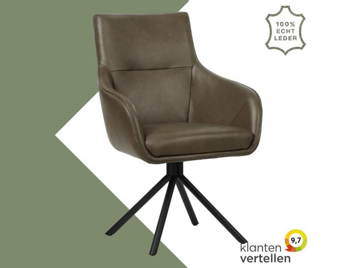 Leren draaibare eetkamerstoel Fancy - Granada Ash, Huis en Inrichting, Barkrukken, Nieuw, 1 kruk, Leer, 90 cm of meer, Ophalen of Verzenden