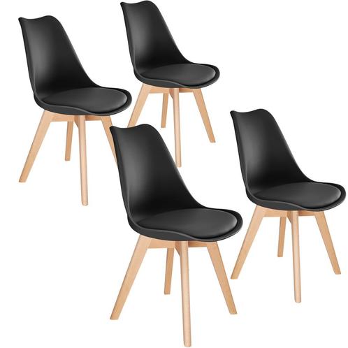 tectake eetkamerstoelen Friederike - zwart, Set van 4, Huis en Inrichting, Stoelen, Verzenden