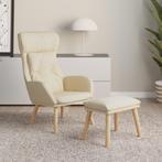 vidaXL Relaxstoel met voetenbank stof crèmekleurig, Verzenden