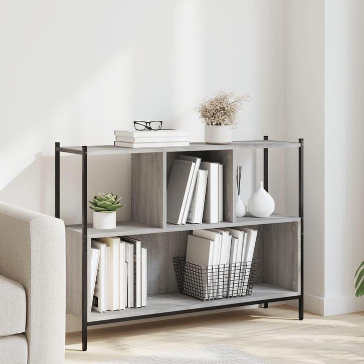 vidaXL Boekenkast 102x28x77,5 cm bewerkt hout grijs sonoma, Huis en Inrichting, Kasten | Boekenkasten, Nieuw, Verzenden