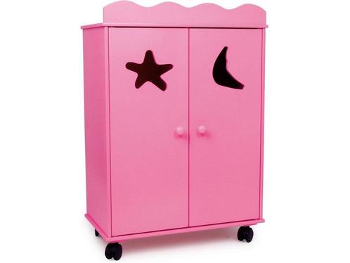 Base Toys Houten Poppen Kledingkast - Roze, Kinderen en Baby's, Speelgoed | Poppen, Zo goed als nieuw, Verzenden