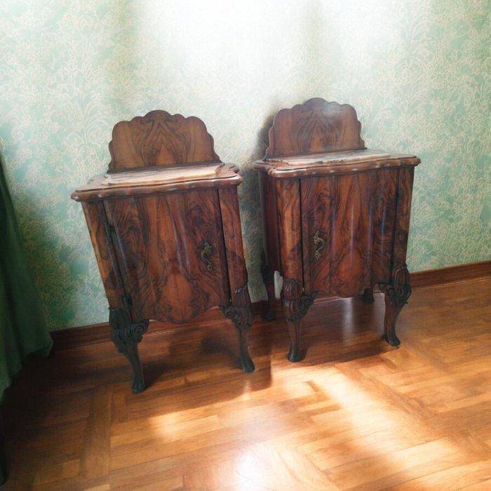 Nachtkastje (2) - Wortelnotenhout - Paar nachtkastjes van, Antiquités & Art, Antiquités | Autres Antiquités