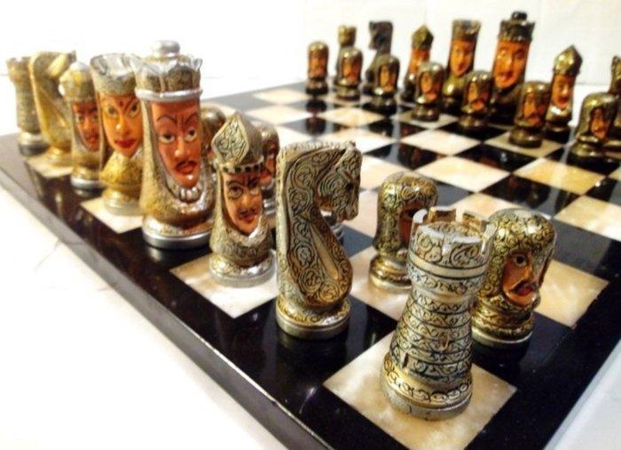 Schaakspel - Marmer, Antiquités & Art, Curiosités & Brocante