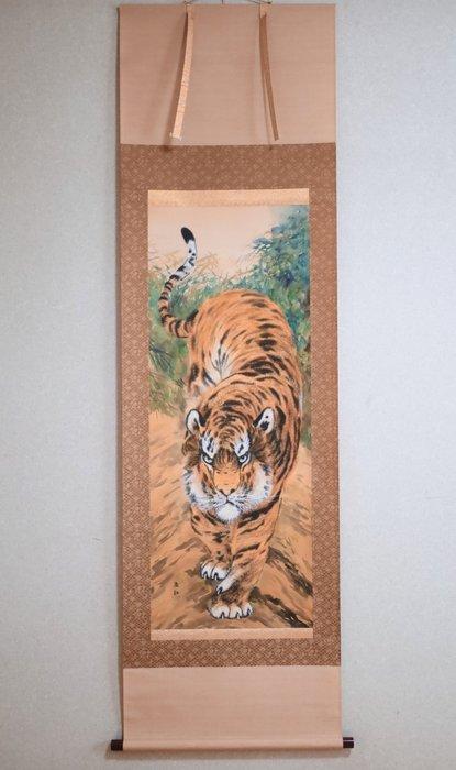 Wild Beast Painting - Woeste Tijger  - hangende rol - Met, Antiek en Kunst, Antiek | Overige Antiek