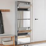 vidaXL Schoenenkast met spiegel 5-laags 63x17x169,5 cm grijs, Huis en Inrichting, Kasten | Schoenenkasten, Verzenden, Nieuw