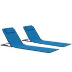 vidaXL Strandmatten inklapbaar 2 st staal en stof blauw, Tuin en Terras, Verzenden, Nieuw