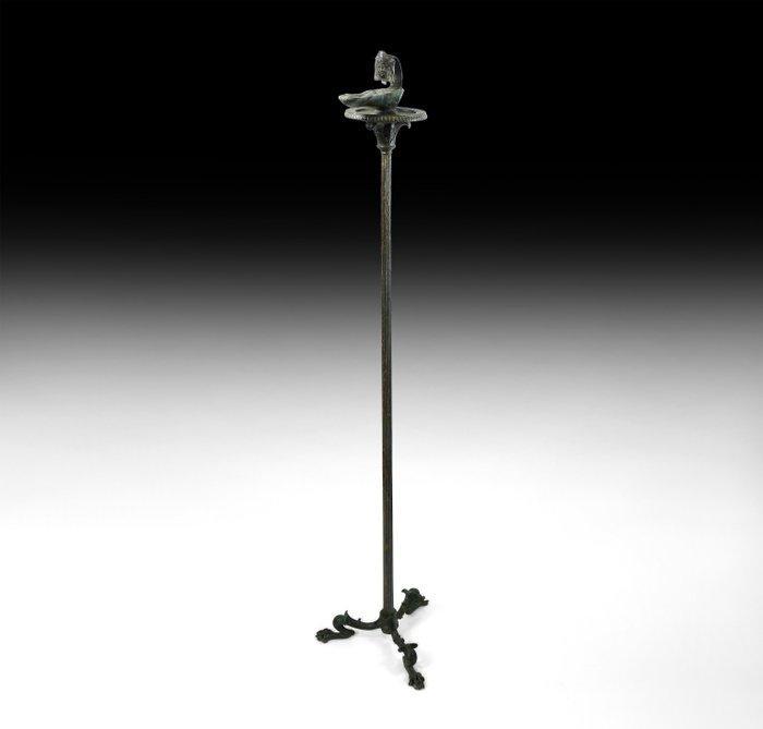 Oud-Romeins Brons Lamp met theatermasker. 1e - 2e eeuw, Verzamelen, Mineralen en Fossielen