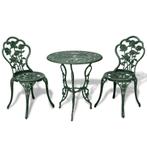 vidaXL Ensemble de bistro 3 pcs Aluminium coulé Vert, Jardin & Terrasse, Verzenden, Neuf