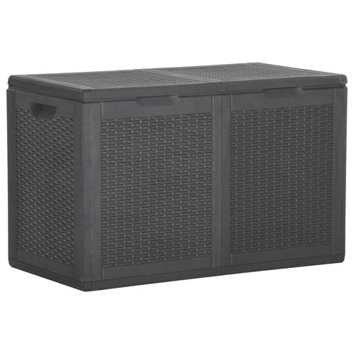 vidaXL Tuinbox 180 L PP rattan zwart, Tuin en Terras, Bergingen en Tuinkasten, Nieuw, Verzenden