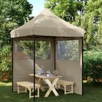 vidaXL Partytent inklapbaar pop-up met 2 zijwanden taupe, Verzenden, Nieuw
