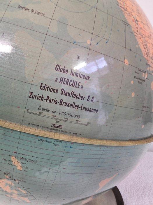 Grote verlichte globe wereldbol Hercule - 1950-1960, Antiquités & Art, Curiosités & Brocante