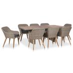 vidaXL 9-delige Tuinset met kussens poly rattan zwart, Tuin en Terras, Verzenden, Nieuw, Tuinset
