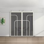 Dubbele stalen schuifdeur - Wit - 4 Vlaks rond - Rook glas, Bricolage & Construction, Châssis & Portes coulissantes