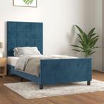 vidaXL Cadre de lit avec tête de lit Bleu foncé 90x200, Maison & Meubles, Chambre à coucher | Lits, Neuf, Verzenden