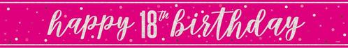 Happy Birthday Banner Roze 18 Jaar 2,75m, Hobby & Loisirs créatifs, Articles de fête, Envoi