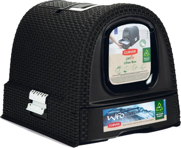 Curver Kattenbak met lade 51,5x38,5x40cm - Antraciet, Animaux & Accessoires, Bacs à litière, Envoi