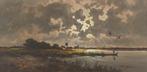 Jos van Dijk (1913-2000) - River by night (groot formaat), Antiek en Kunst, Kunst | Schilderijen | Klassiek