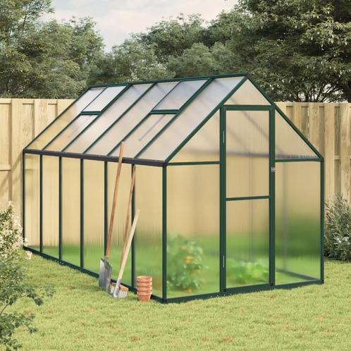 vidaXL Tuinkas met basisframe 334x169x195 cm aluminium groen, Tuin en Terras, Kassen, Nieuw, Verzenden