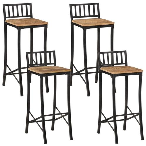 vidaXL Chaises de bar lot de 4 bois de manguier massif, Maison & Meubles, Tabourets de bar, Neuf, Envoi