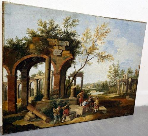 Hubert Robert (1733-1808), Navolger van - Soldiers in front, Antiek en Kunst, Kunst | Schilderijen | Klassiek