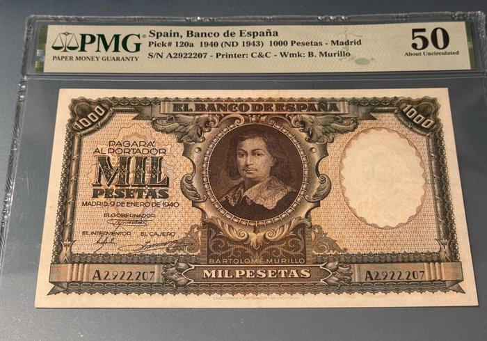 Spanje. - 1000 Pesetas 1940 - Pick 120a, Postzegels en Munten, Bankbiljetten | Europa | Niet-Eurobiljetten