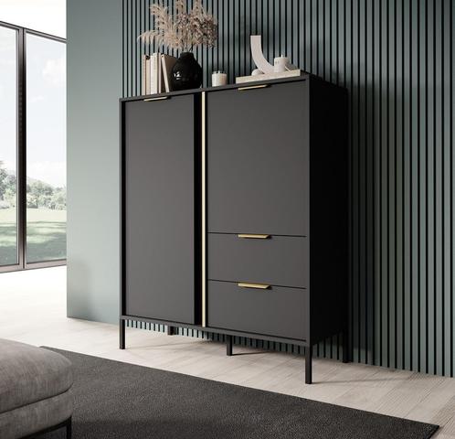 Dressoir Antraciet 103x40x123 cm goud zwarte pootjes, Huis en Inrichting, Kasten | Dressoirs, 25 tot 50 cm, Nieuw, 100 tot 150 cm