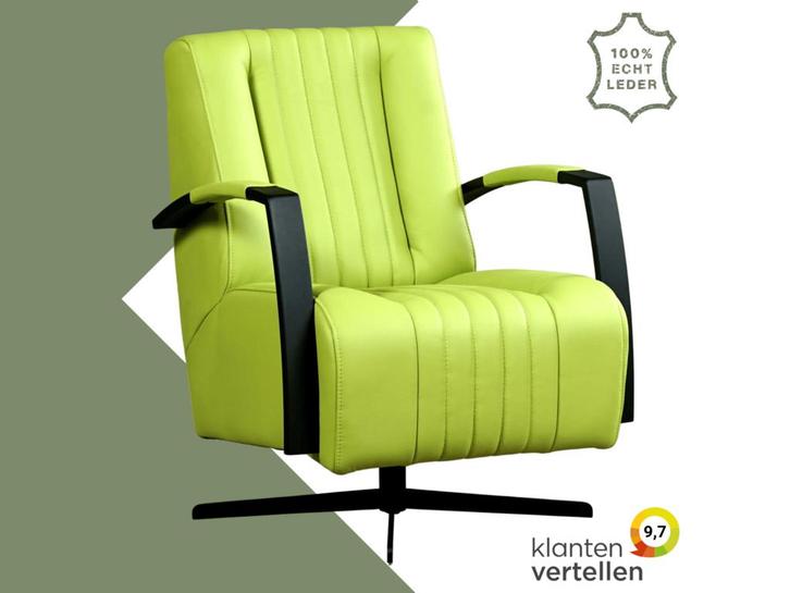 Leren draaifauteuil Galaxy - Toledo Lime (felgroen) -, Huis en Inrichting, Fauteuils, 50 tot 75 cm, 75 tot 100 cm, Nieuw, Leer