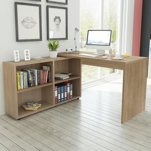 vidaXL Bureau dangle 4 étagères chêne, Maison & Meubles, Bureaux, Neuf, Envoi