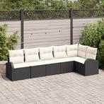 vidaXL 6-delige tuinset met kussens in zwart poly rattan, Tuin en Terras, Tuinsets en Loungesets, Verzenden, Nieuw