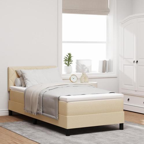 vidaXL Boxspring Bed met Matras Crème 100x200 cm Stof, Huis en Inrichting, Slaapkamer | Bedden, Nieuw, Verzenden