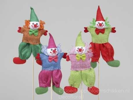 Kleurige vrolijke clowntjes 14 cm. /4 stuks. op st clown, Hobby & Loisirs créatifs, Bricolage