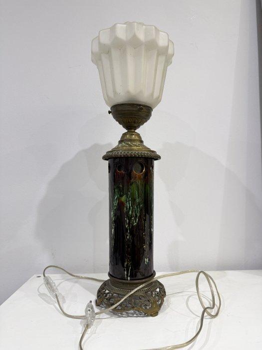 Tafellamp - Art Deco Wolkenkrabber en Drip-Glaze Keramische, Antiquités & Art, Art | Objets design