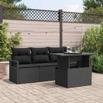 vidaXL Tuinbank Set met opslag 5 pcs Zwart Poly rattan, Tuin en Terras, Verzenden, Nieuw